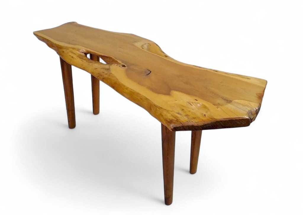 Live edge Mid Century coffee table by Reynolds of Ludlow