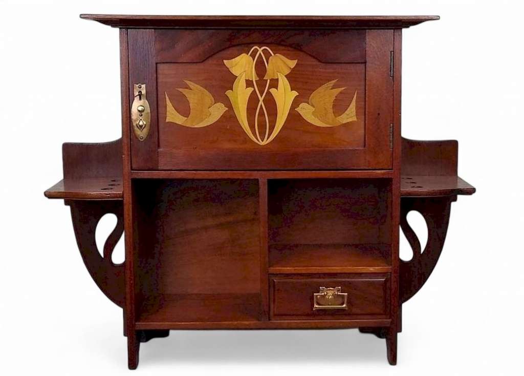 Shapland & Petter inlaid cabinet in mahogany