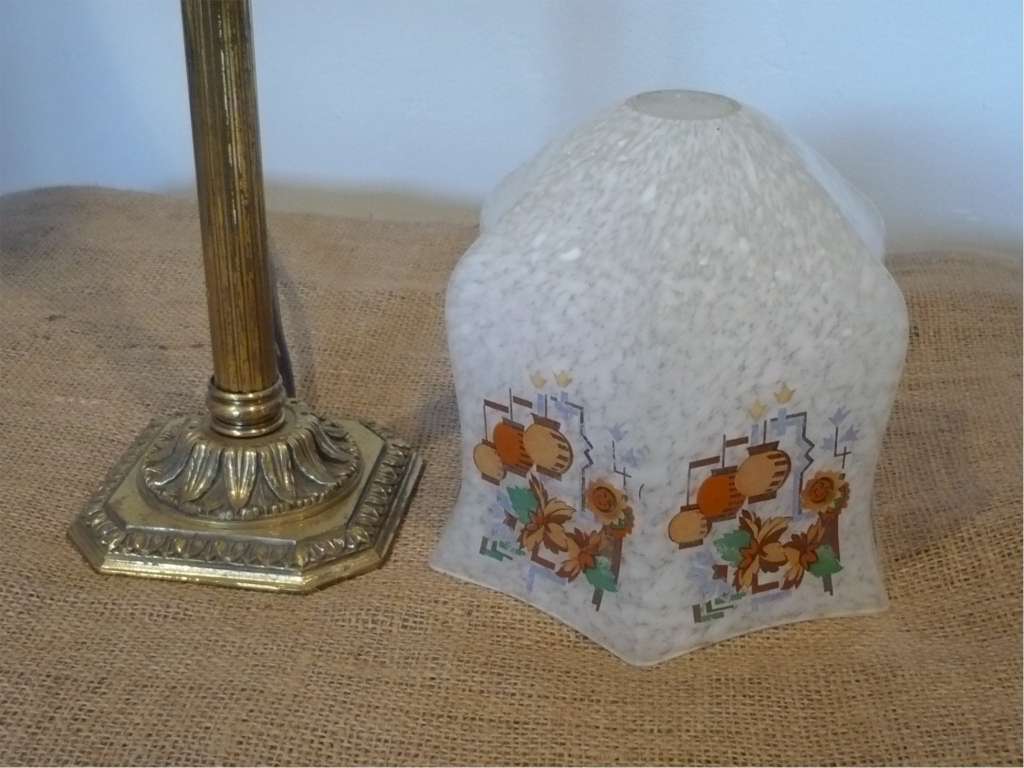 1920s brass table light with chinese lantern shade