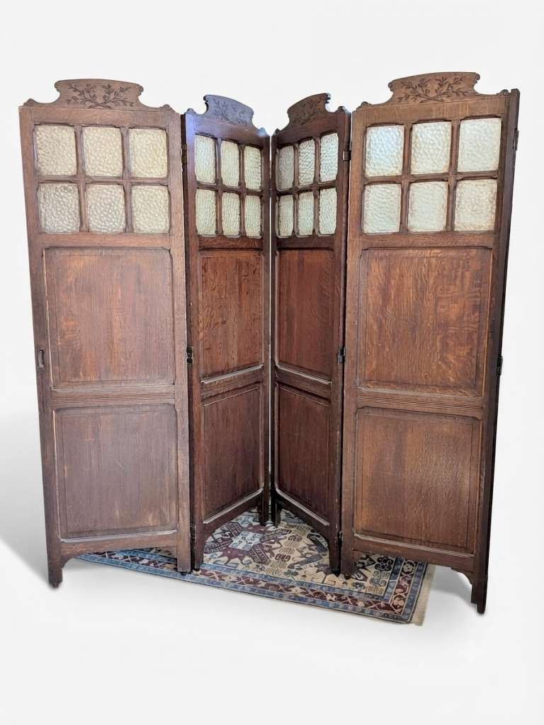 Arts and crafts 4 fold screen in oak
