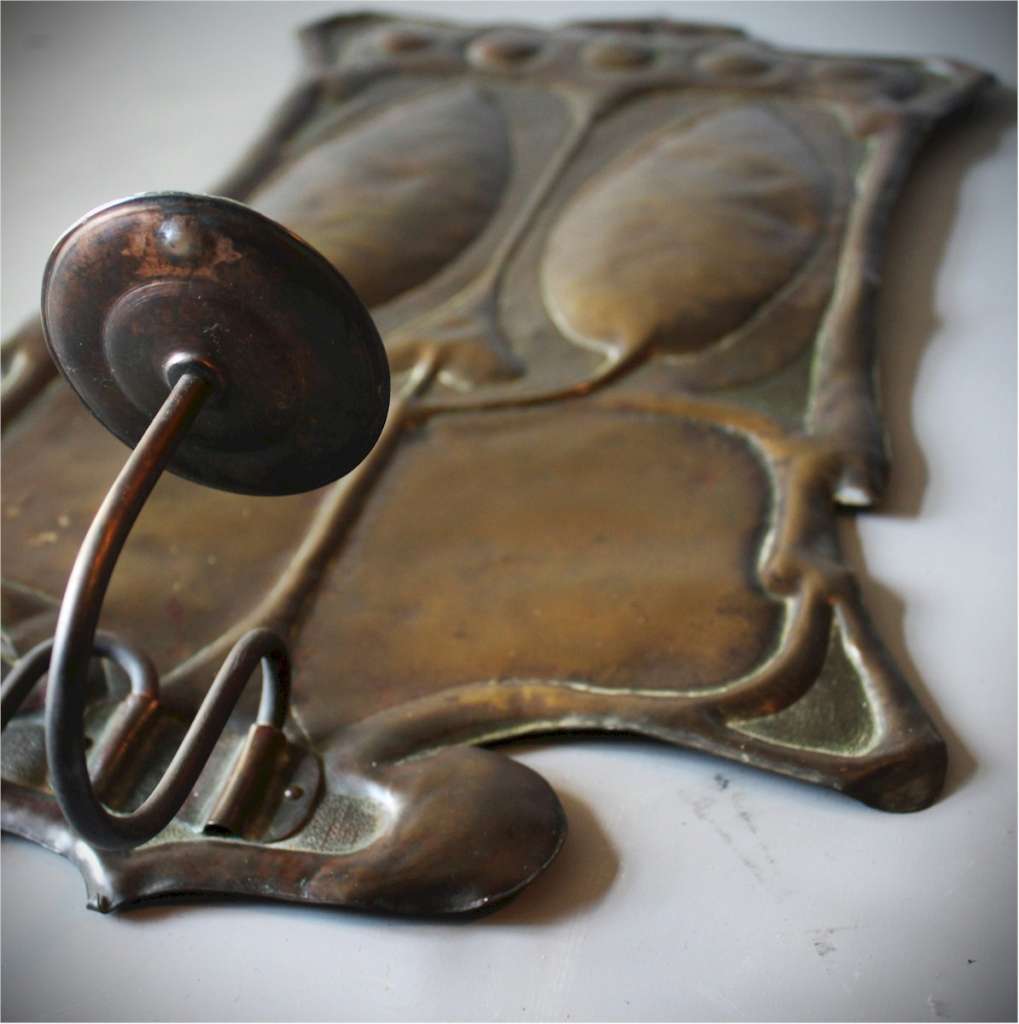 Arts and Crafts copper candle wall sconce