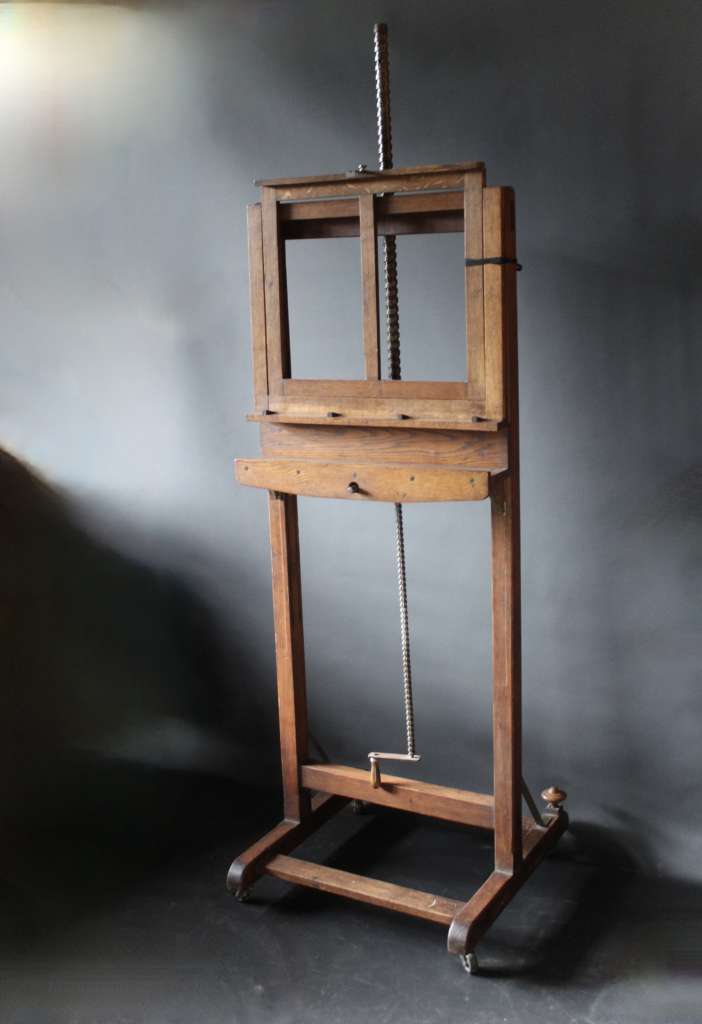 Antique artists easel in oak