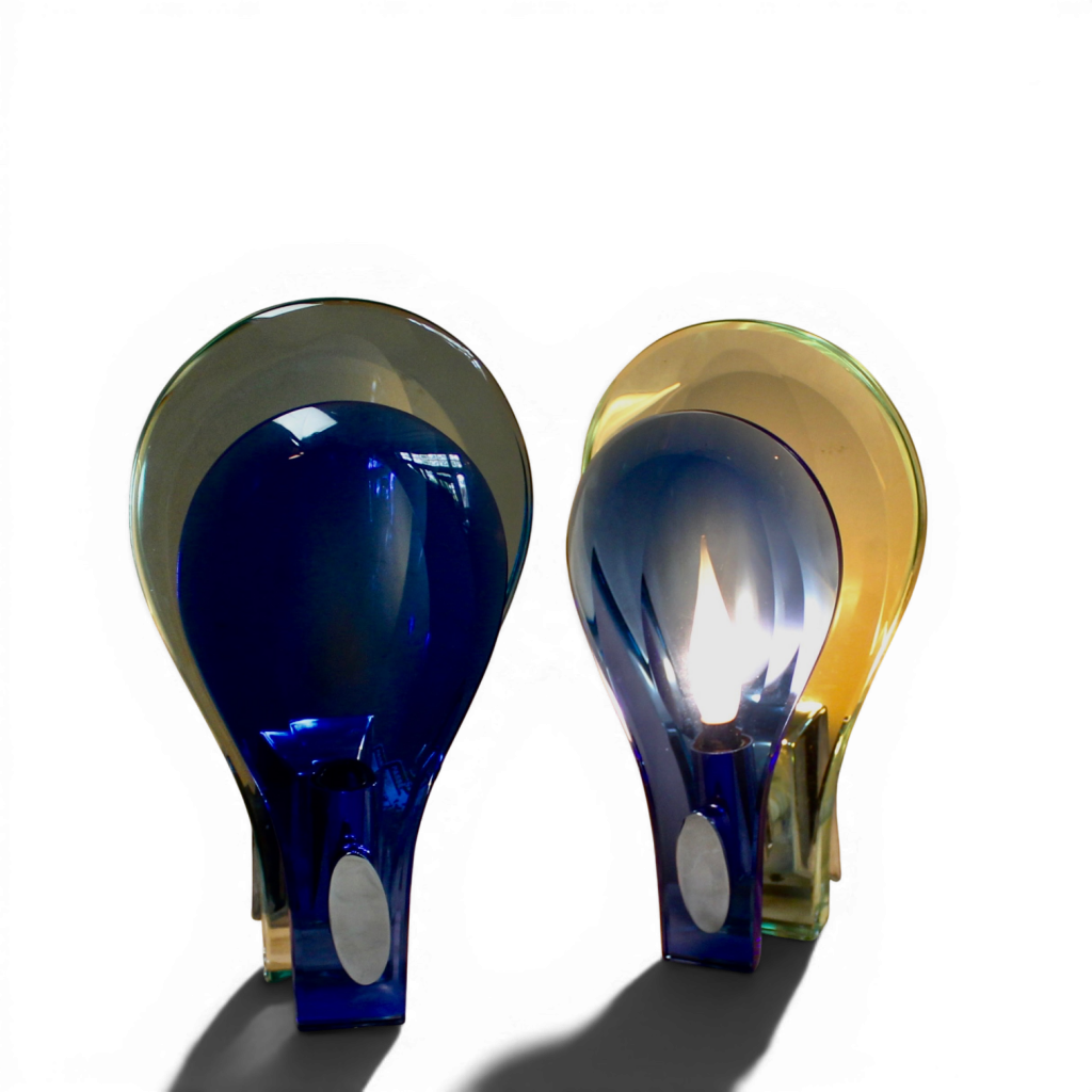 Fontana arte blue and clear glass wall lights