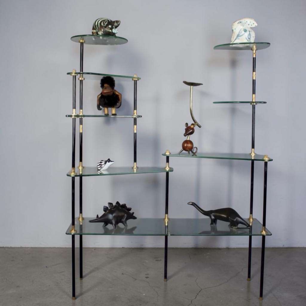 French 1950's shop window shelving unit