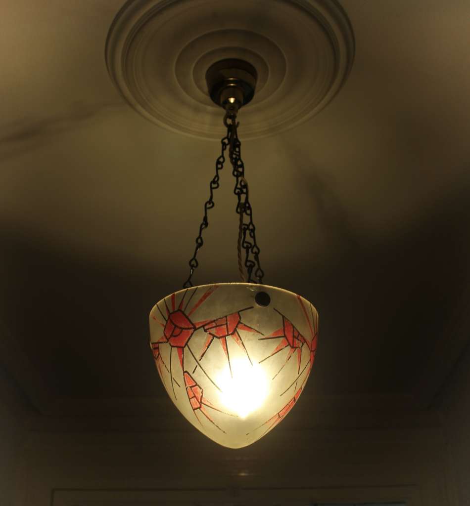  Art Deco pâte-de-verre lamp shade signed Lemiere