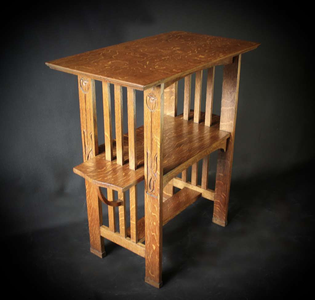 Arts and Crafts oak tea table by Leonard Wyburd