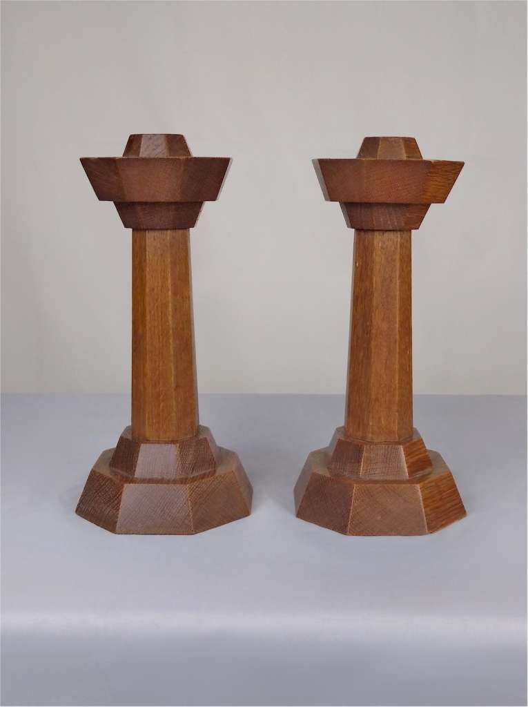 Pair of Arts and crafts candlesticks after Gordon Russell