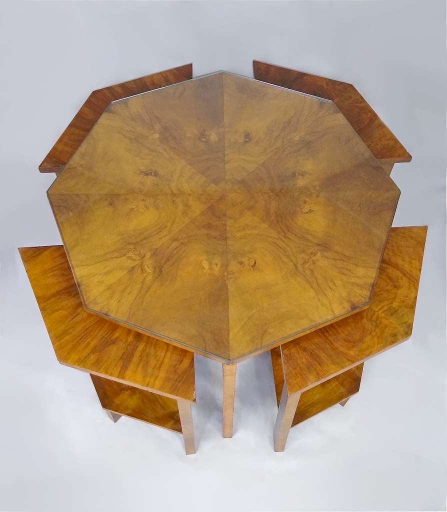 Jazzy art deco quintetto nest in figured walnut