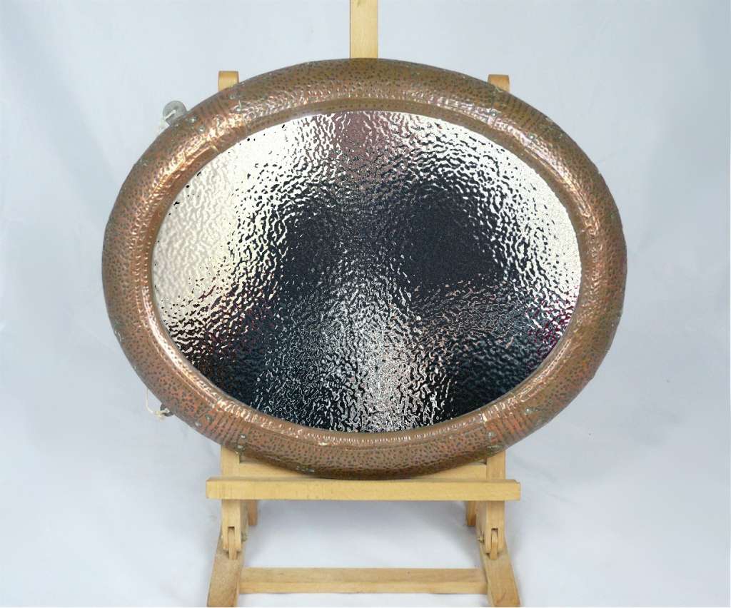 Small arts and crafts wall mirror in copper
