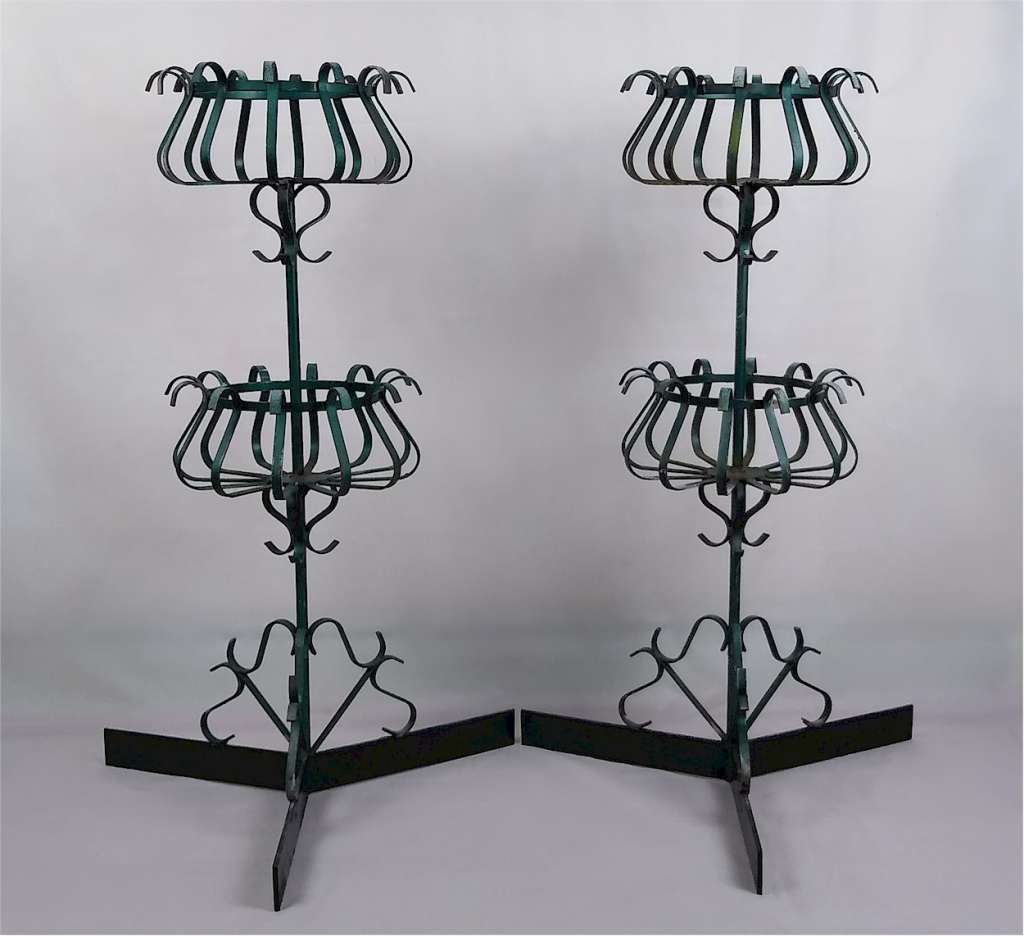 Pair of wrought iron planters