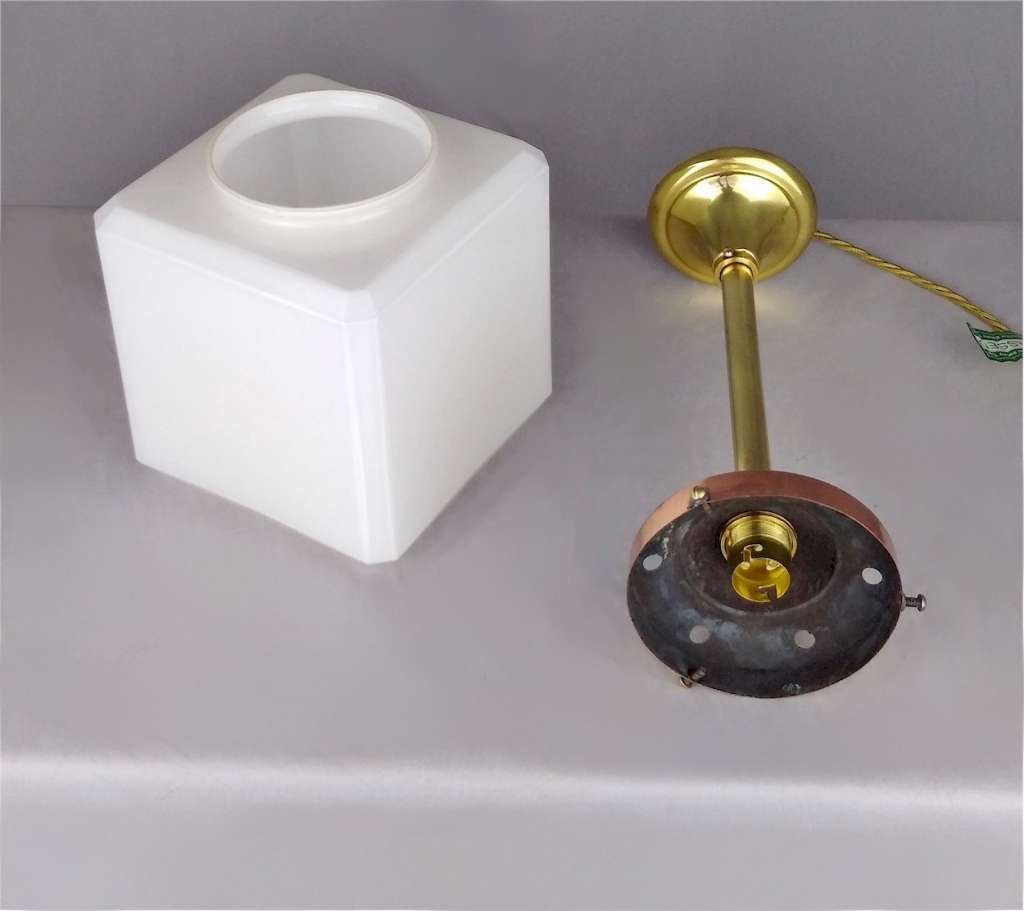 1930's ceiling light with square milk shade