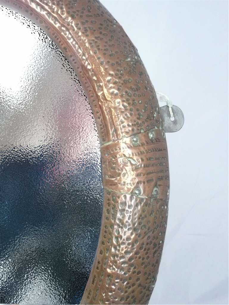 Small arts and crafts wall mirror in copper