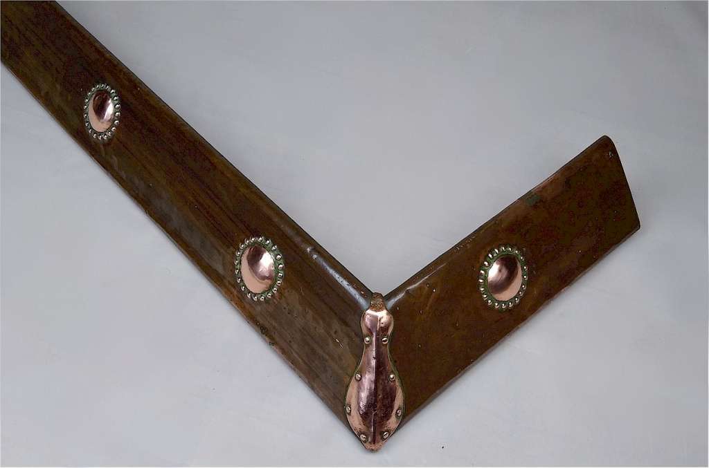 Arts and crafts fire fender in copper , hammered decoration