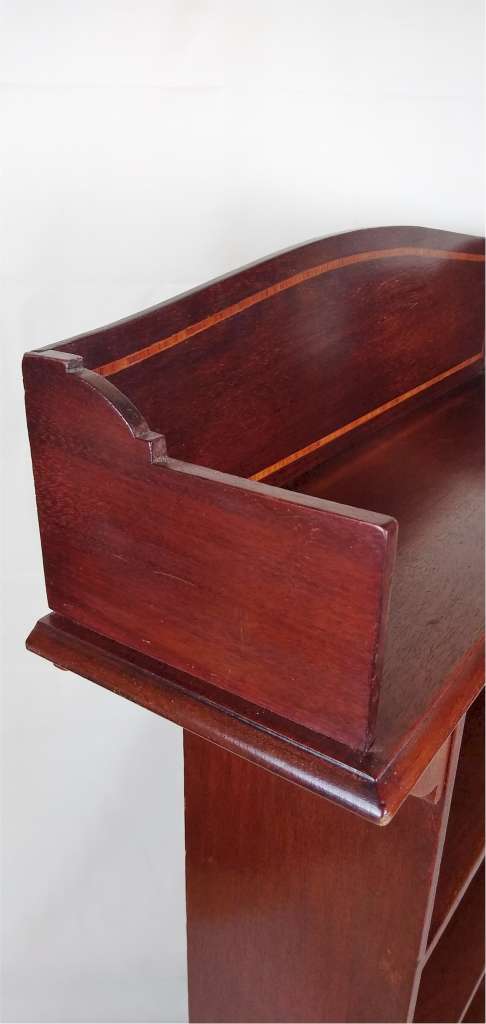 Narrow inlaid arts and crafts bookcase