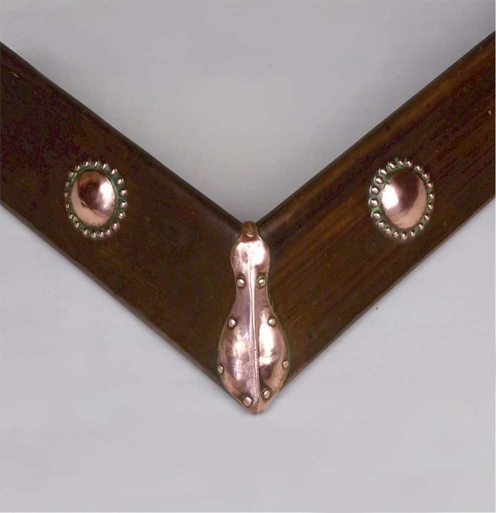 Arts and crafts fire fender in copper , hammered decoration