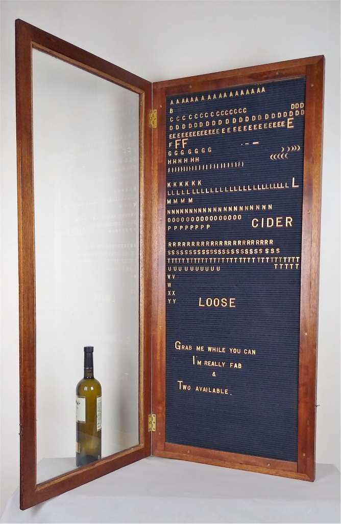 Mahogany notice board with moveable aluminium letters