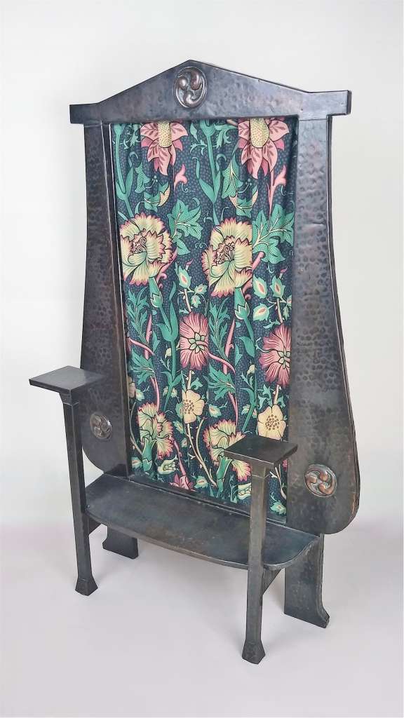 Hammered copper firescreen Celtic roundels