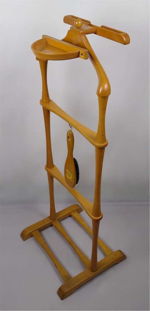 Mid Century valet stand in honey beech