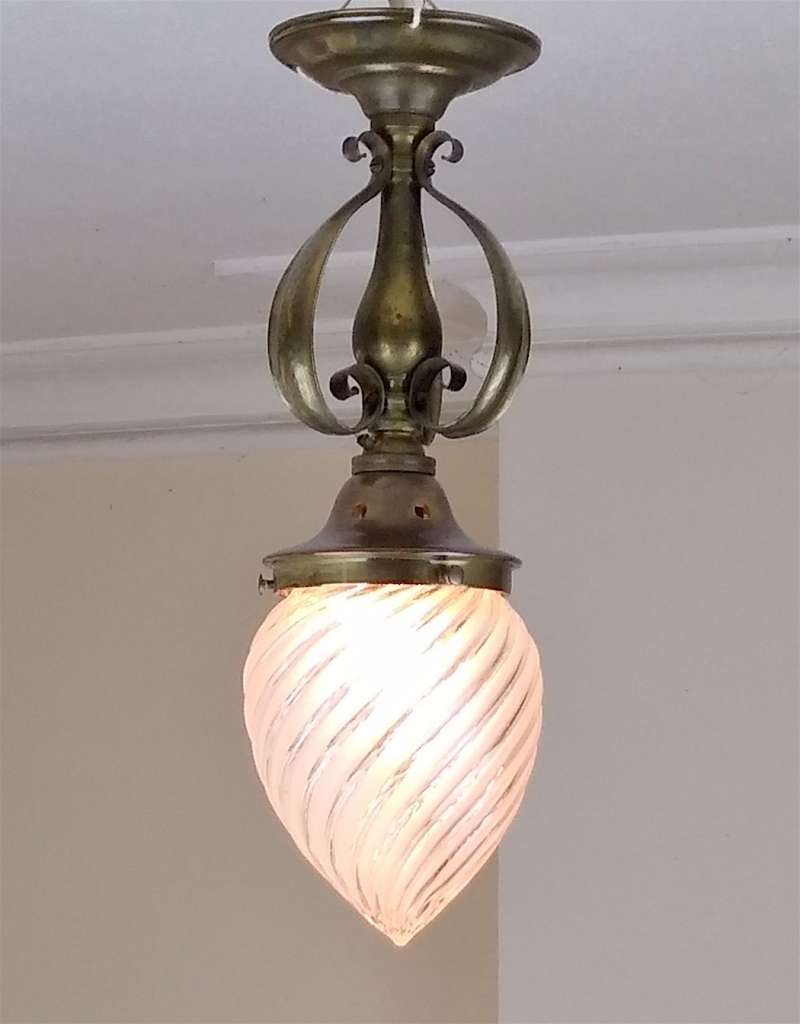Small arts and crafts ceiling light hammered brass