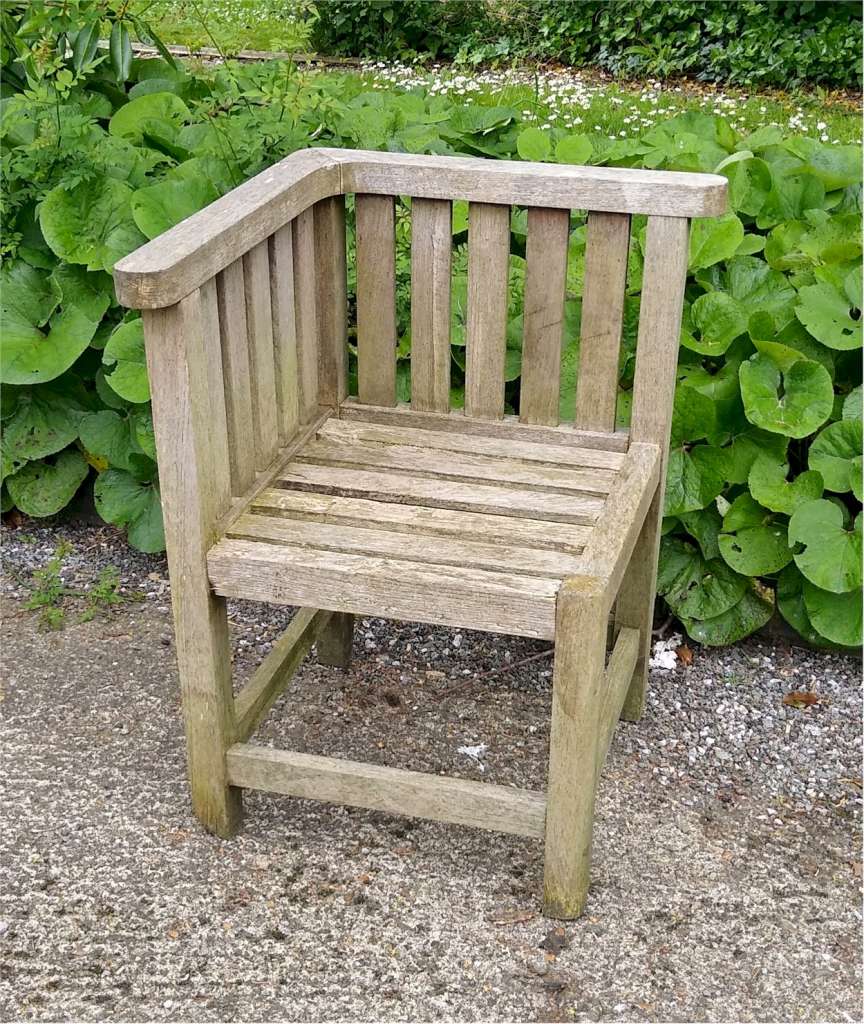 Pr Heals garden chairs / bench in teak