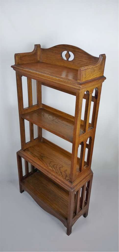 Arts and crafts oak bookcase with open sides