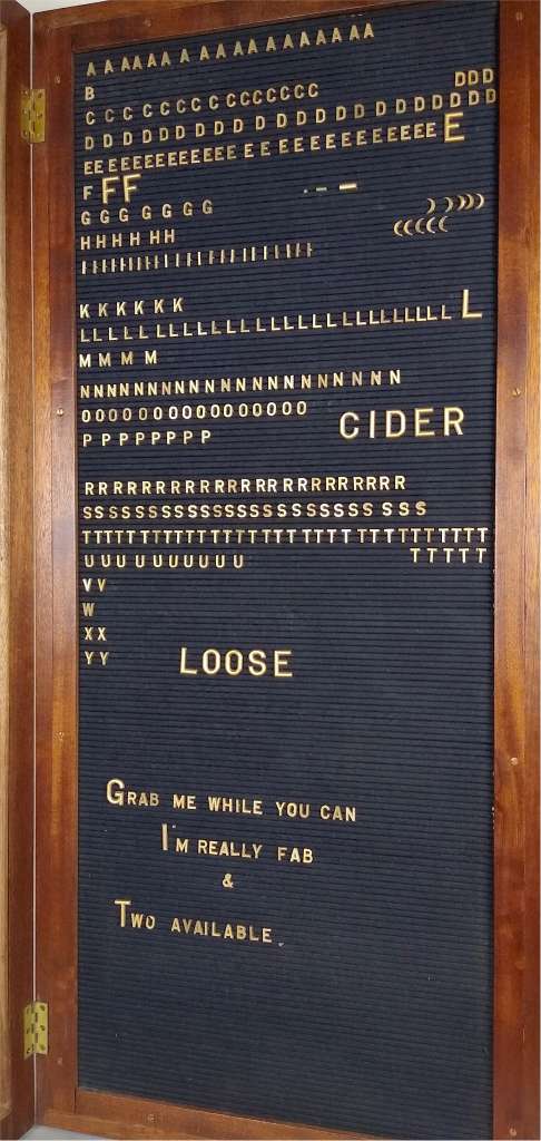 Mahogany notice board with moveable letters