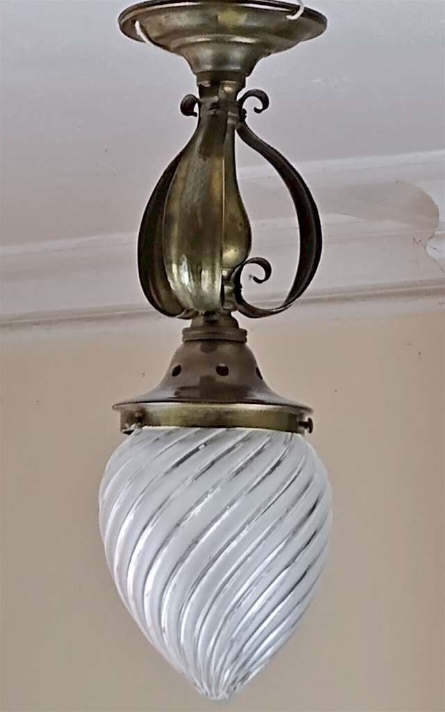 Small arts and crafts ceiling light hammered brass