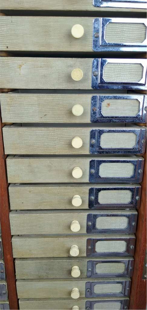 42 drawer Mid Century cabinet teak & walnut