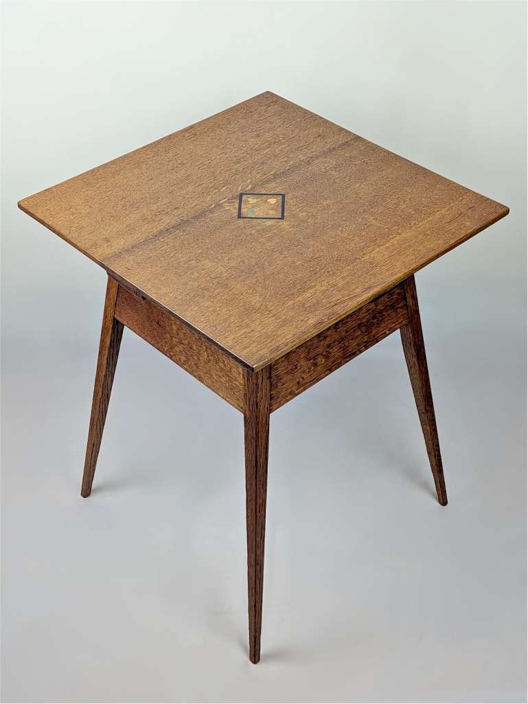 Arts and crafts occasional table with inlaid top