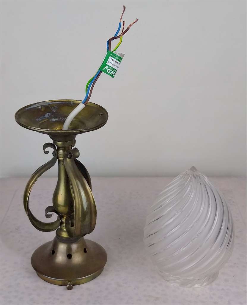 Small arts and crafts ceiling light hammered brass