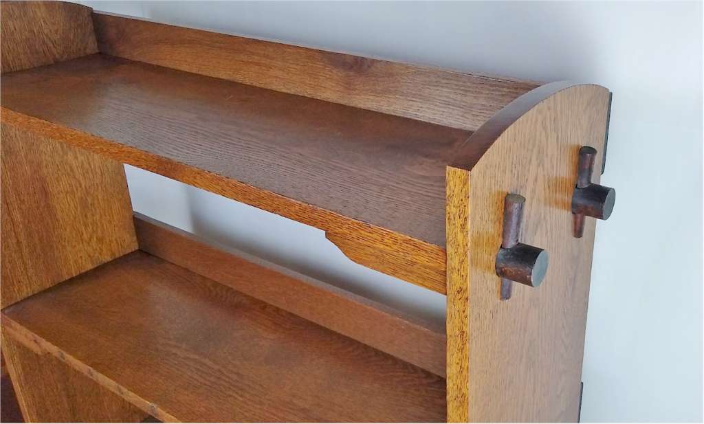 Arts and crafts oak bookcase pegged construction
