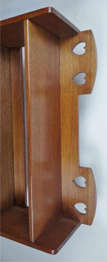 Double heart arts and crafts bookcase in oak