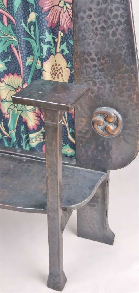 Hammered copper firescreen Celtic roundels