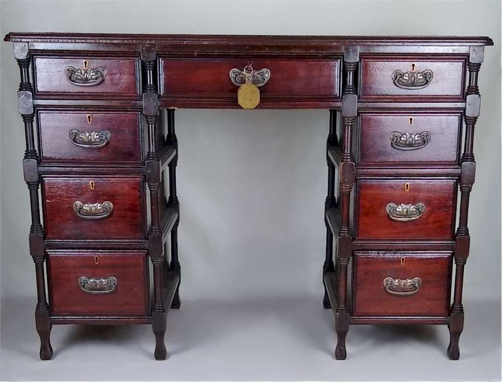 Very unusual Aesthetic Movement skeleton desk in mahogany