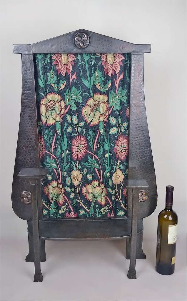 Hammered copper firescreen Celtic roundels