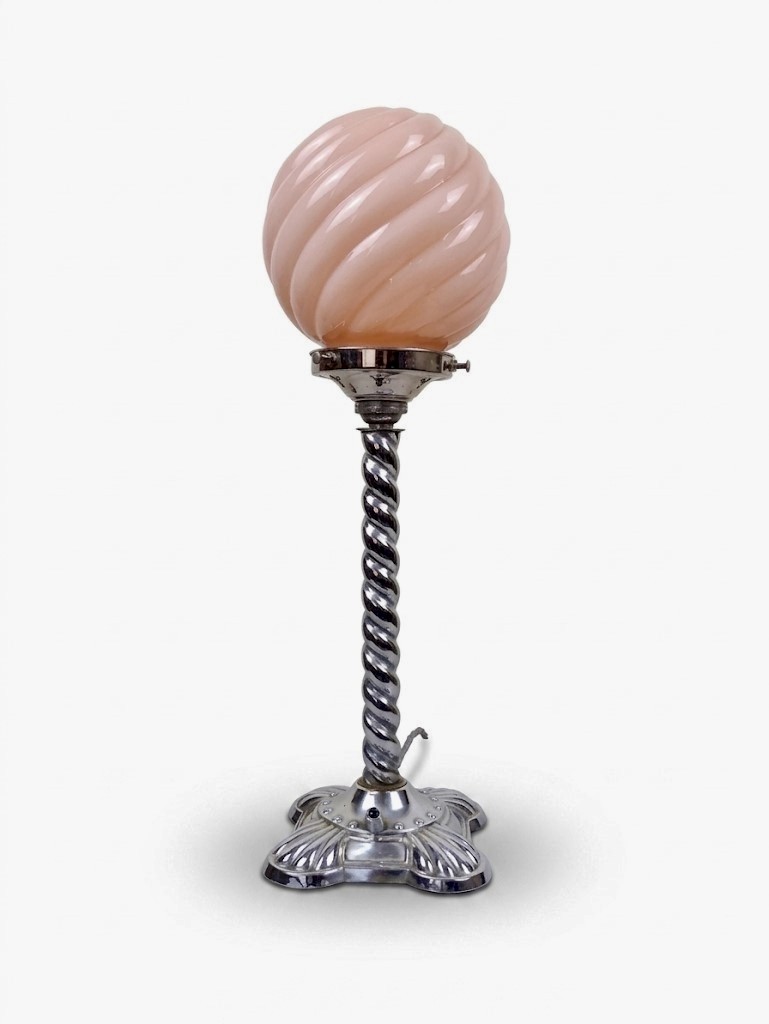Art Deco table lamp in chrome and glass