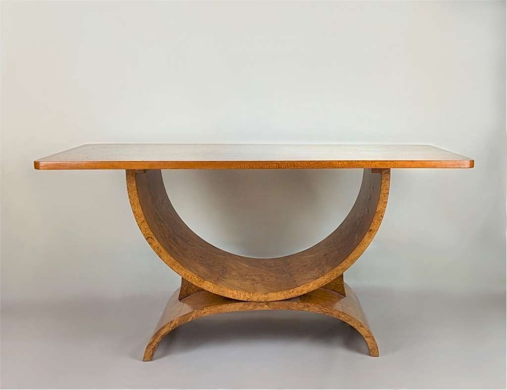 Art Deco U base walnut coffee table