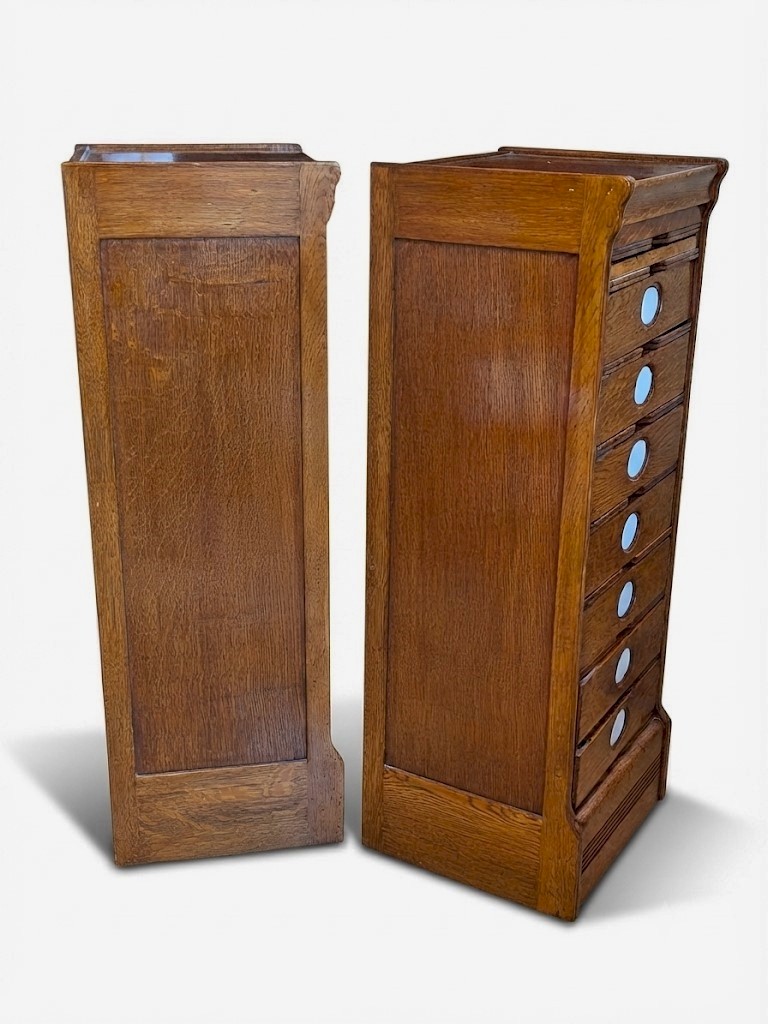  Pair of small American oak 7 drawer filing cabs