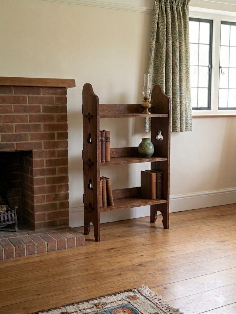 Arts and crafts bookcase , Liberty , grooved