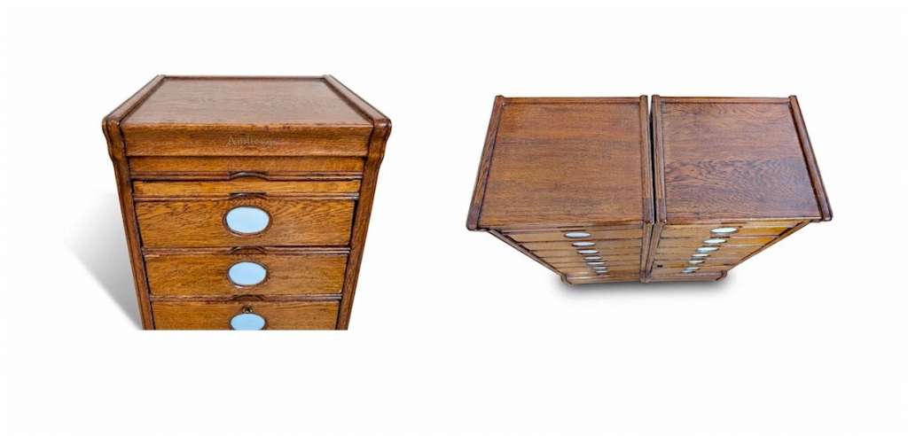  Pair of small American oak 7 drawer filing cabs