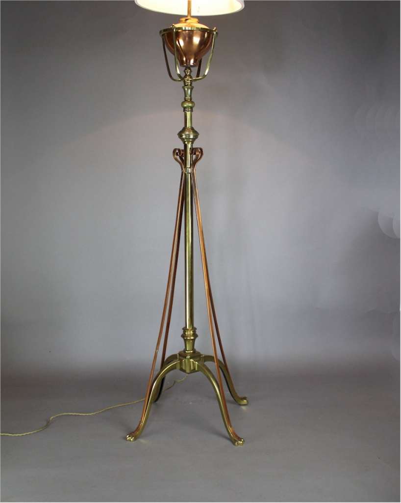 W.A.S Benson arts and crafts floor lamp c1900