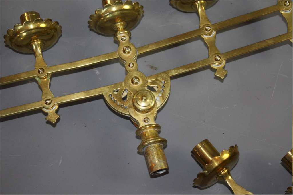 Victorian pair of brass ecclesiastical adjustable candlesticks