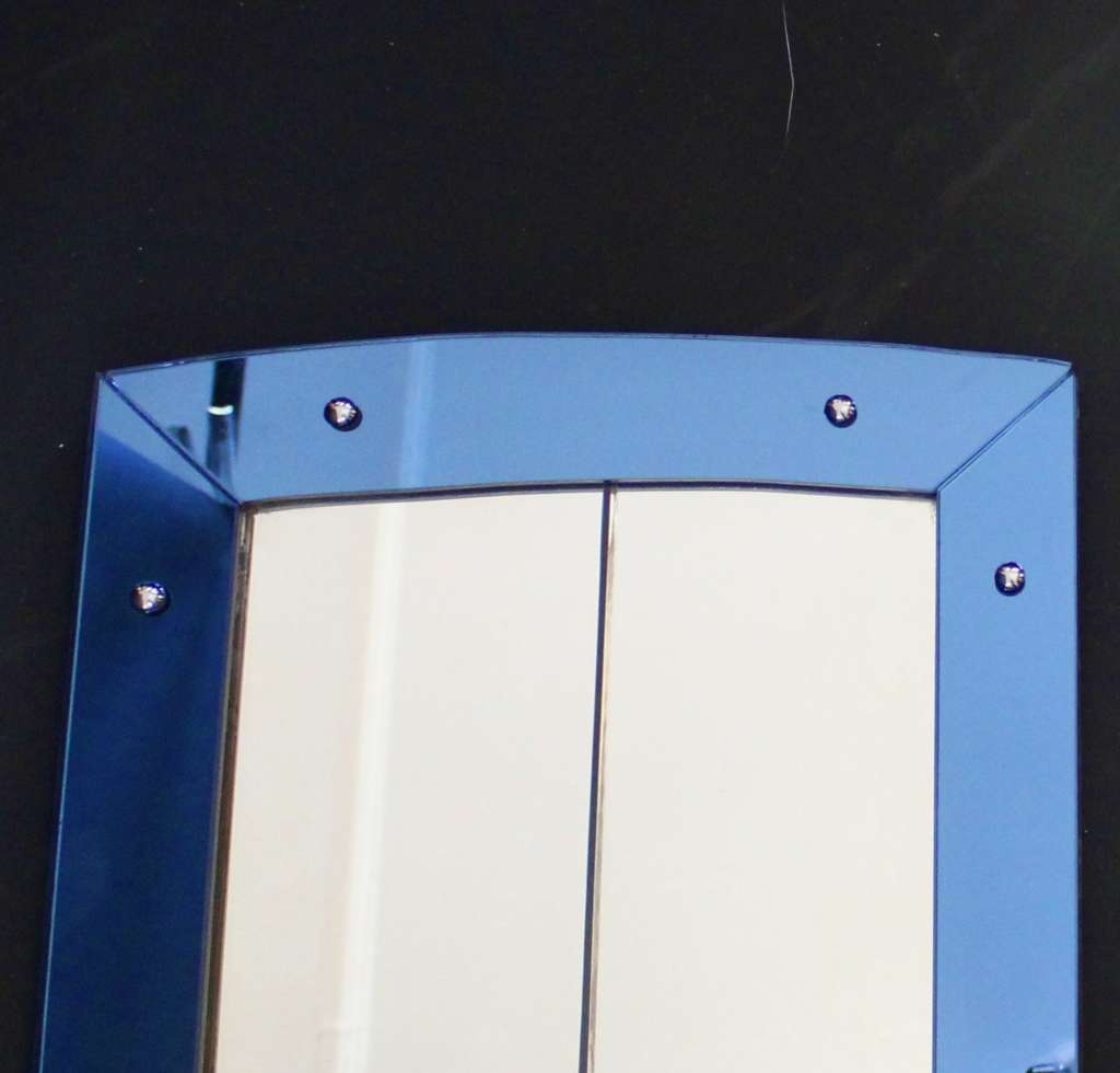  Art Deco Cobalt Blue framed wall mirror