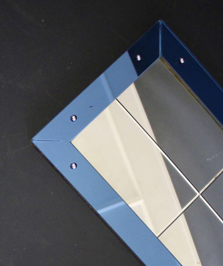  Art Deco Cobalt Blue framed wall mirror