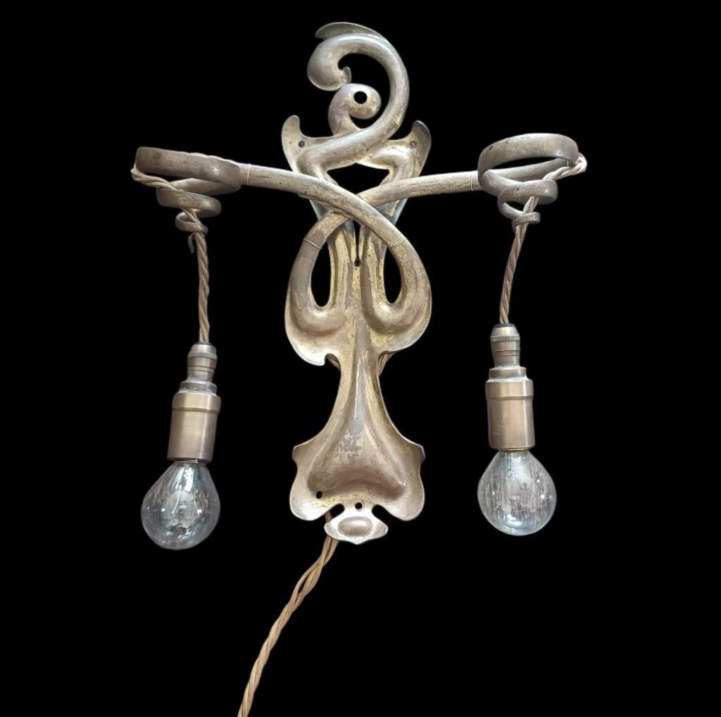  Arts and Crafts copper twin armed wall light