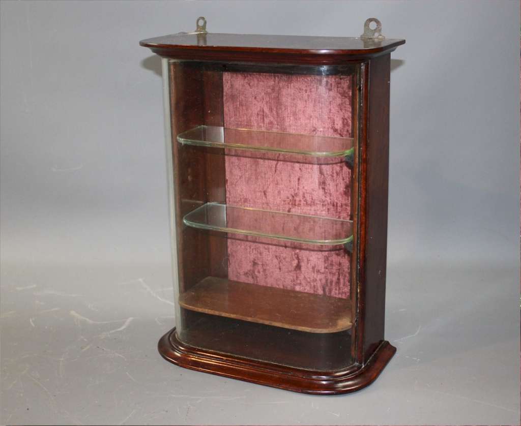 Victorian curved glass shop display cabinet