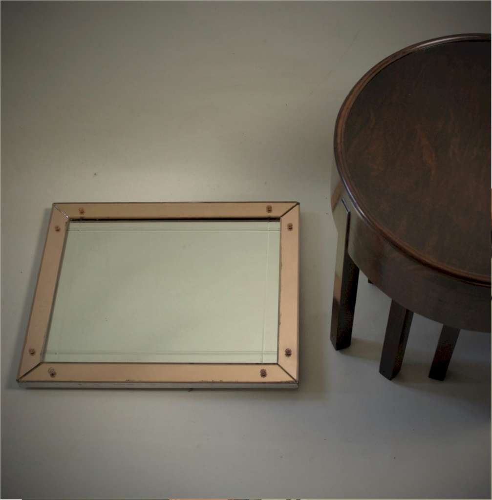 Art Deco peach framed mirror