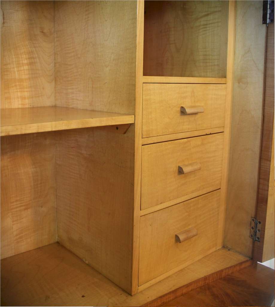 Art Deco blonde wood tallboy