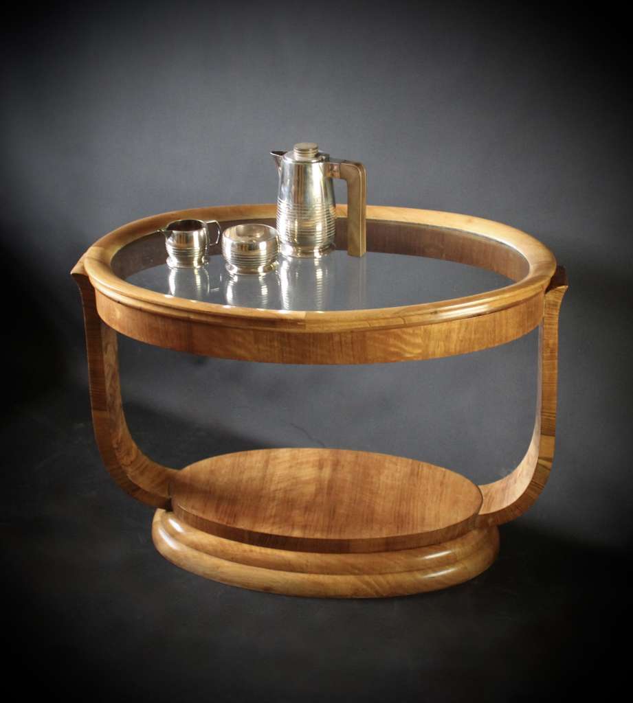 Art Deco coffee table on U shaped supports