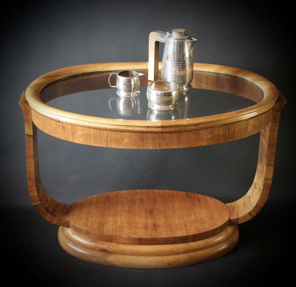 Art Deco coffee table on U shaped supports